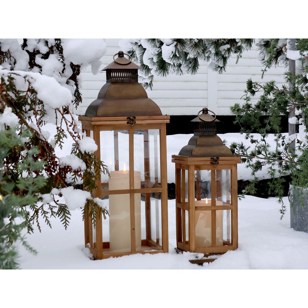 Winterliche Outdoor Laterne im 2er-Set