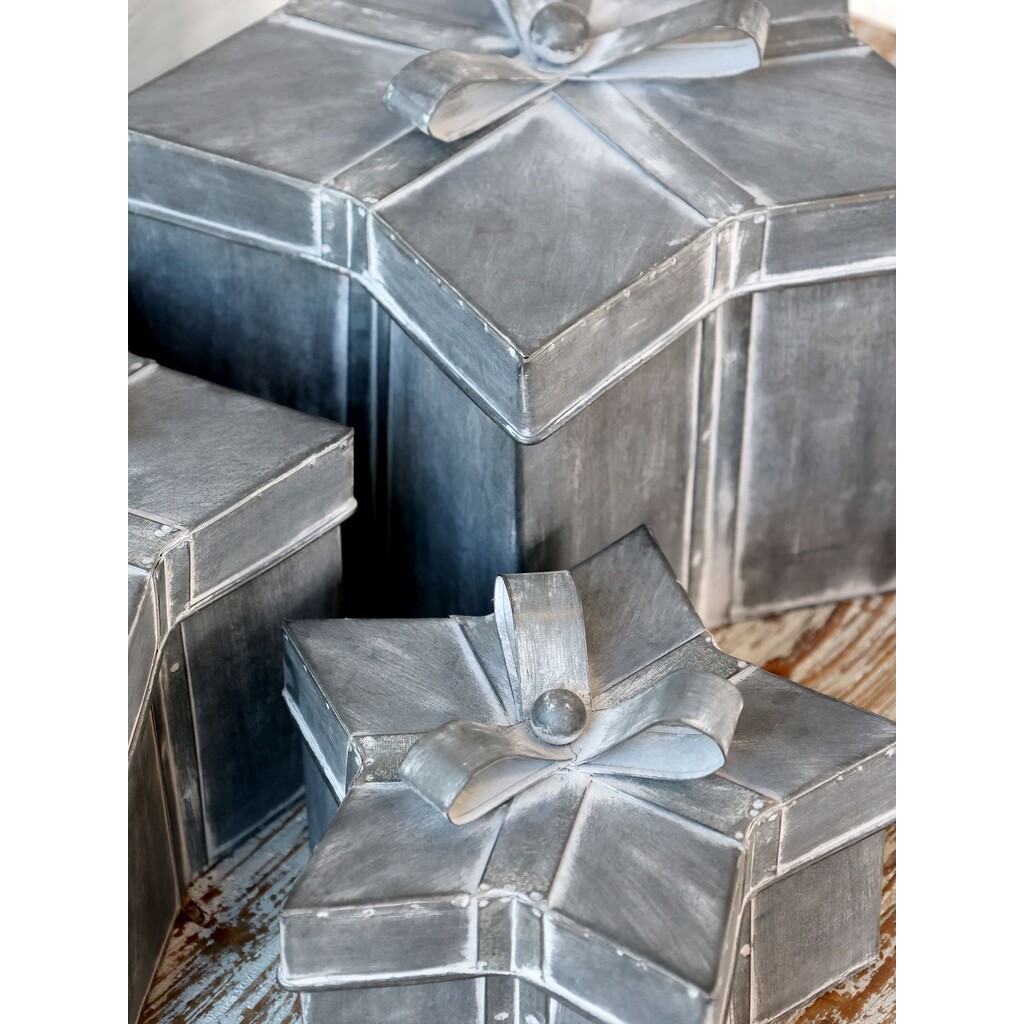 Winterliches Geschenkbox 3er-Set mit Schleife