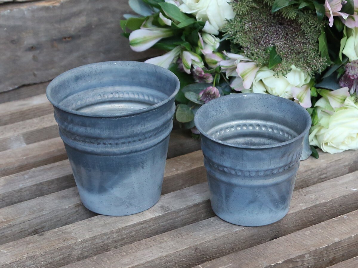 Chic Antique Zink Übertopf mit Perlenkante 2er online kaufen bei SKANDEKO (Ansicht 2)