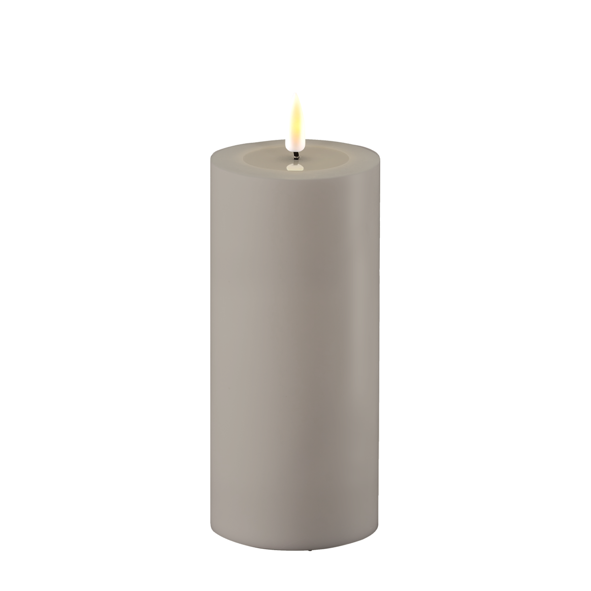 LED Real Flame Outdoor Stumpenkerze grau