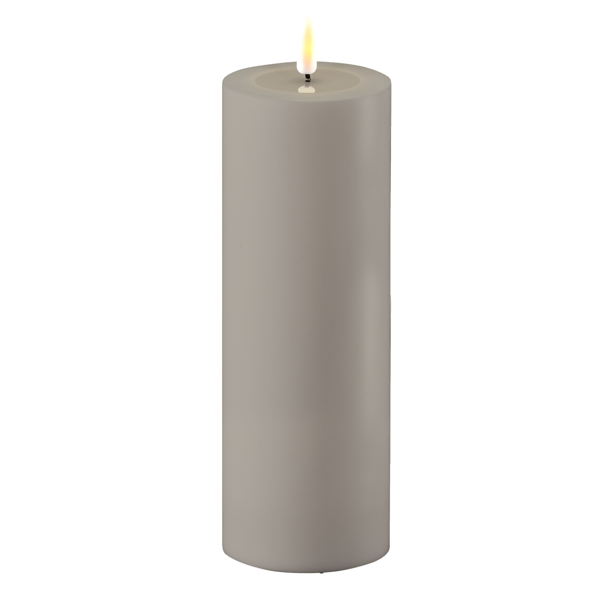 LED Real Flame Outdoor Stumpenkerze grau