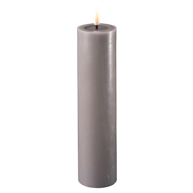 LED Stumpenkerze Real Flame grau