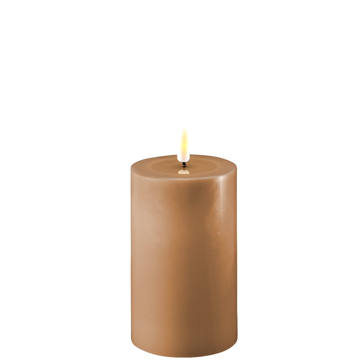 LED Stumpenkerze Real Flame karamell