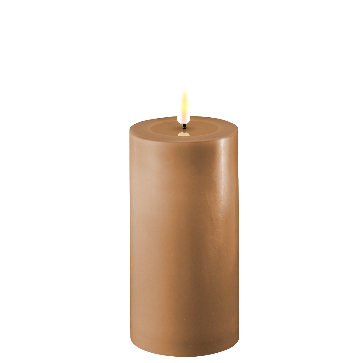 LED Stumpenkerze Real Flame karamell
