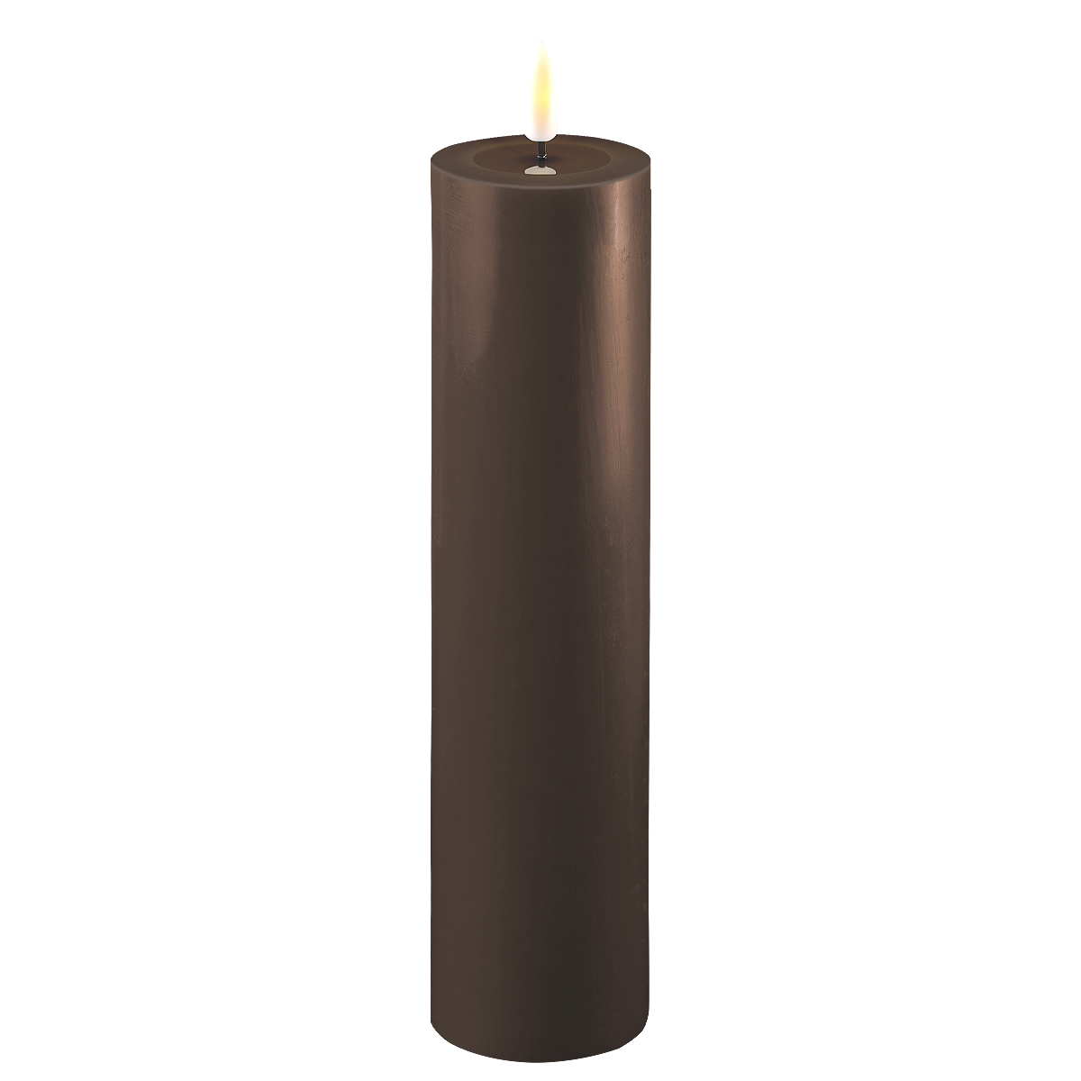 LED Stumpenkerze Real Flame mokka