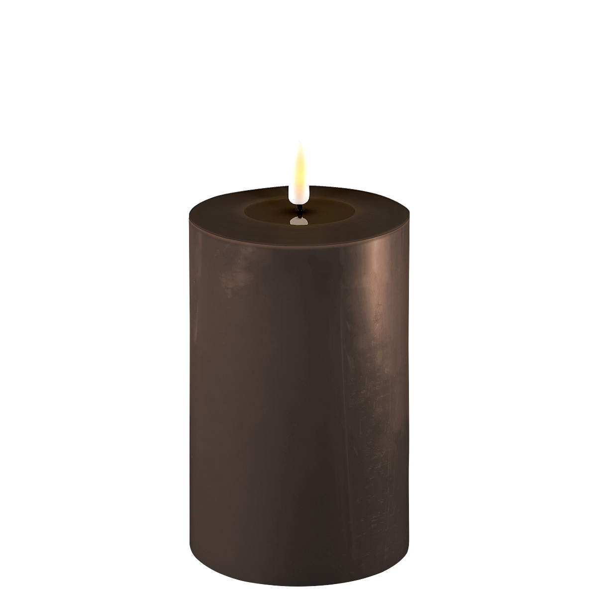 LED Stumpenkerze Real Flame mokka