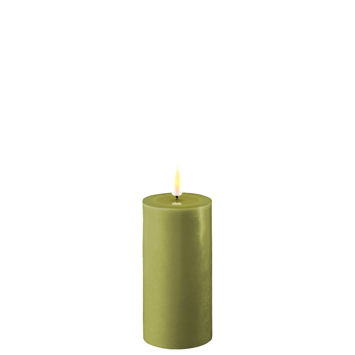 Deluxe Homeart LED Stumpenkerze Real Flame olive online kaufen bei SKANDEKO