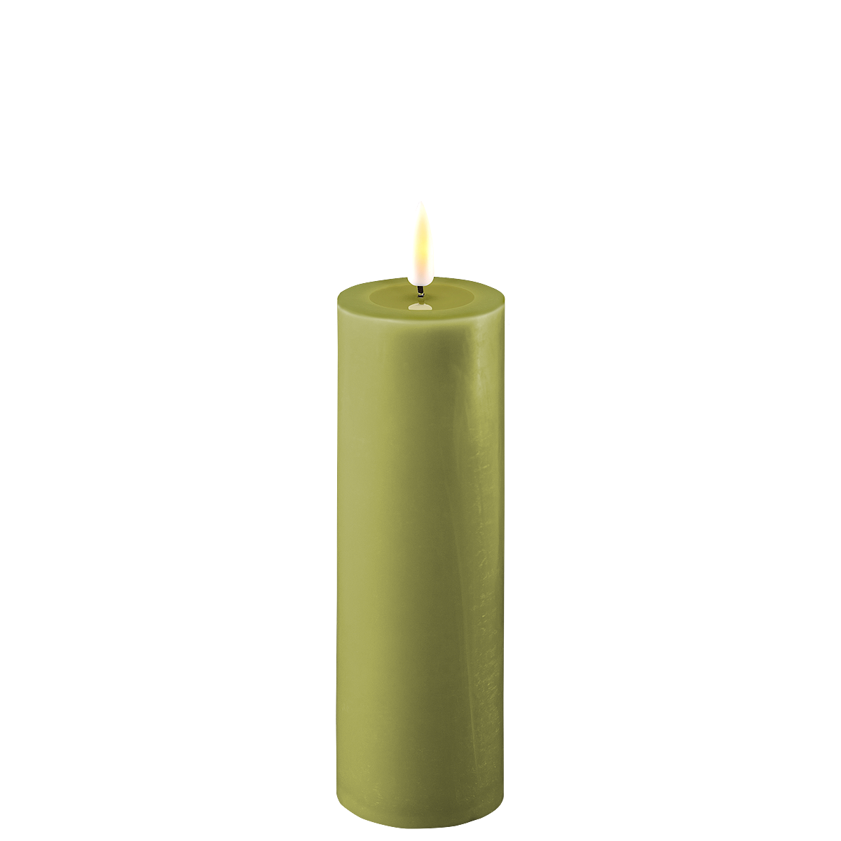 LED Stumpenkerze Real Flame olive