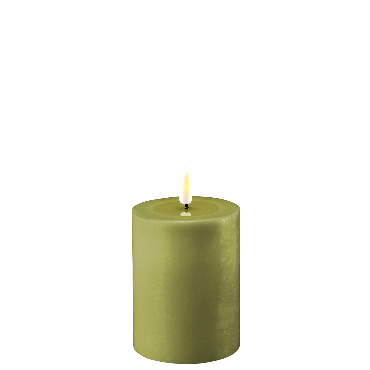 LED Stumpenkerze Real Flame olive