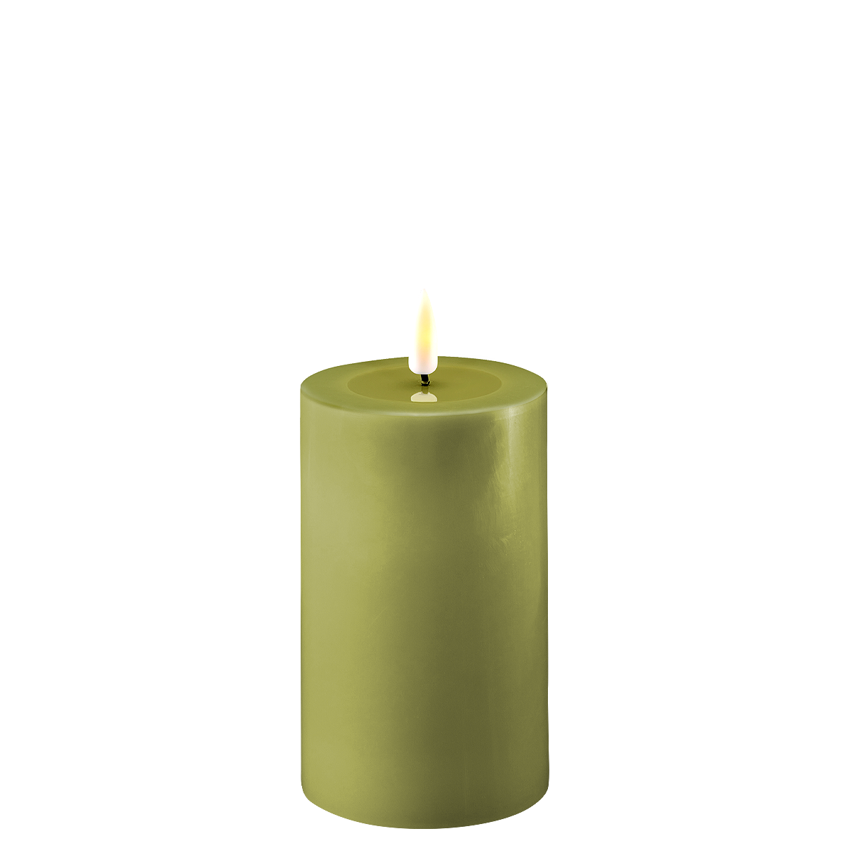 LED Stumpenkerze Real Flame olive