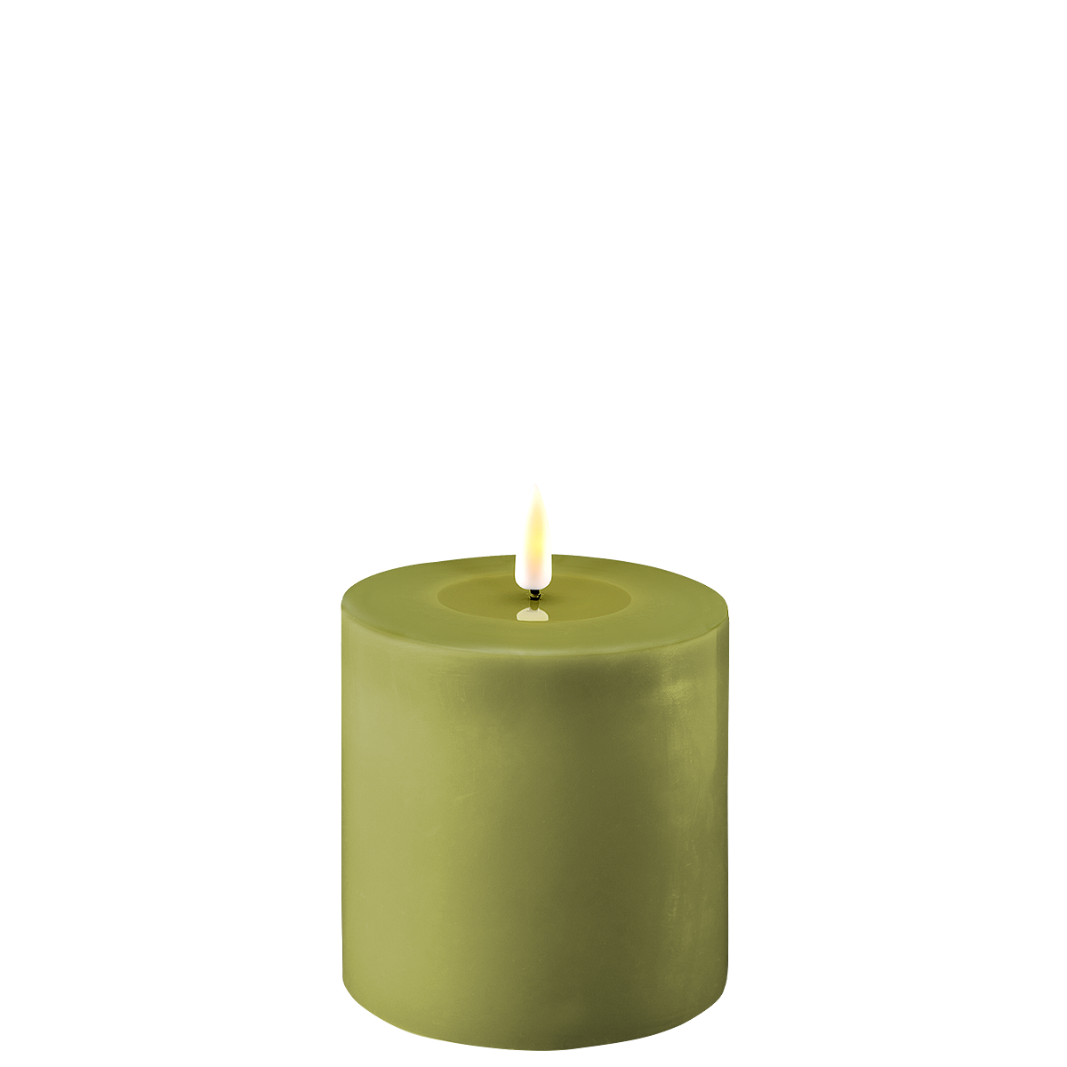 LED Stumpenkerze Real Flame olive