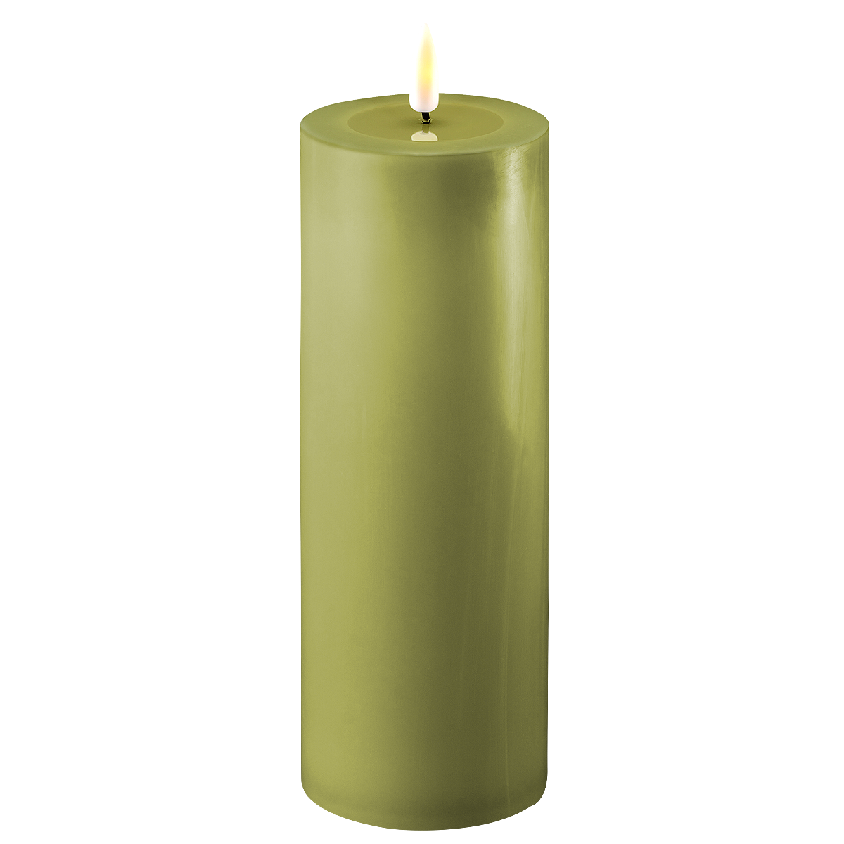 LED Stumpenkerze Real Flame olive