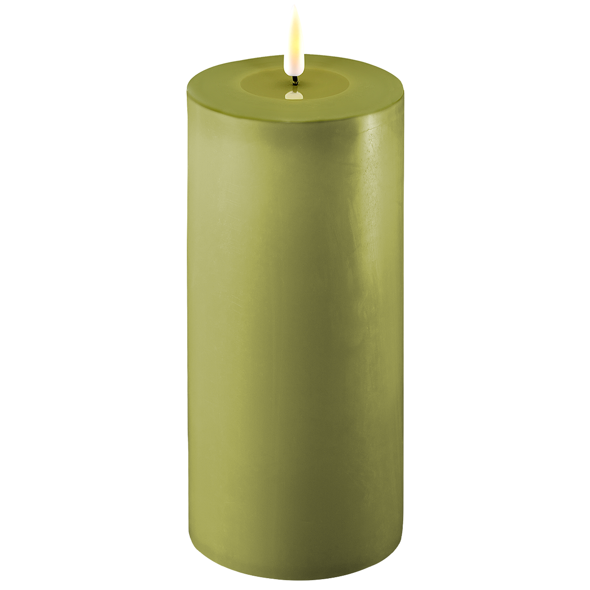 LED Stumpenkerze Real Flame olive