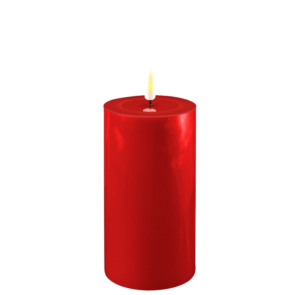 LED Stumpenkerze Real Flame rot