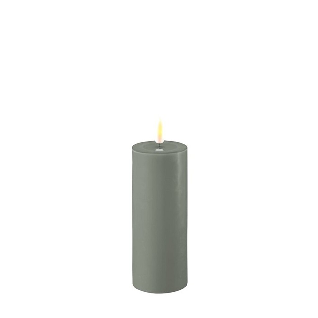 LED Stumpenkerze Real Flame salbei green