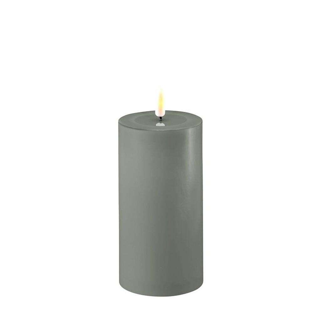 LED Stumpenkerze Real Flame salbei green