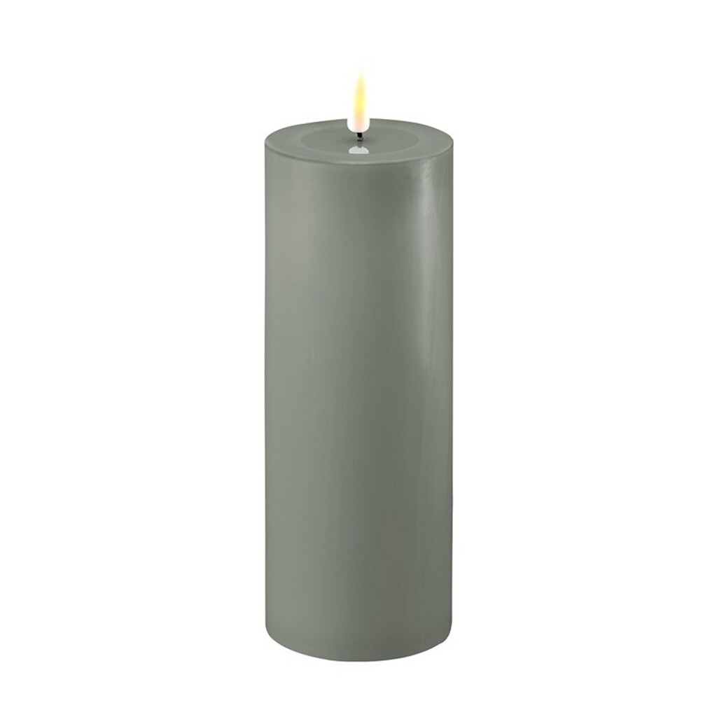 Deluxe Homeart LED Stumpenkerze Real Flame salbei green online kaufen bei SKANDEKO