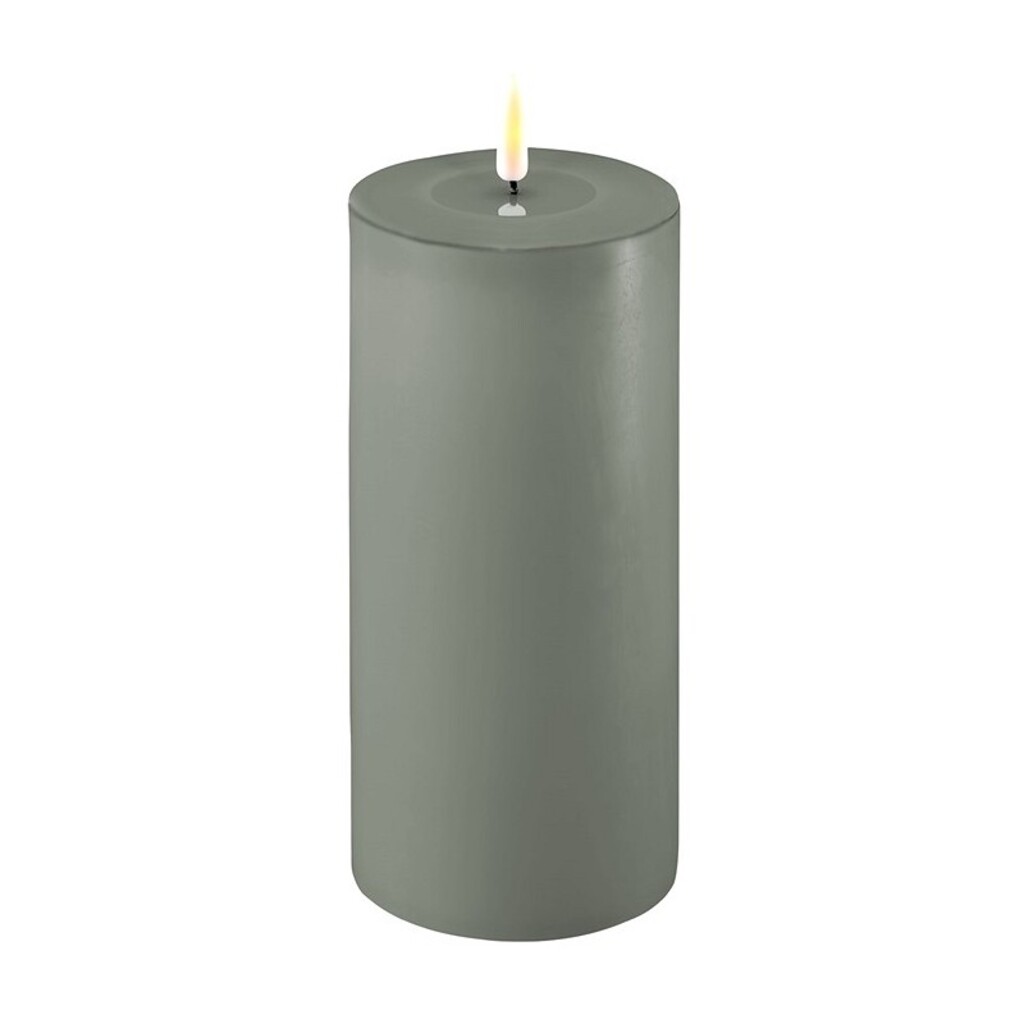 LED Stumpenkerze Real Flame salbei green