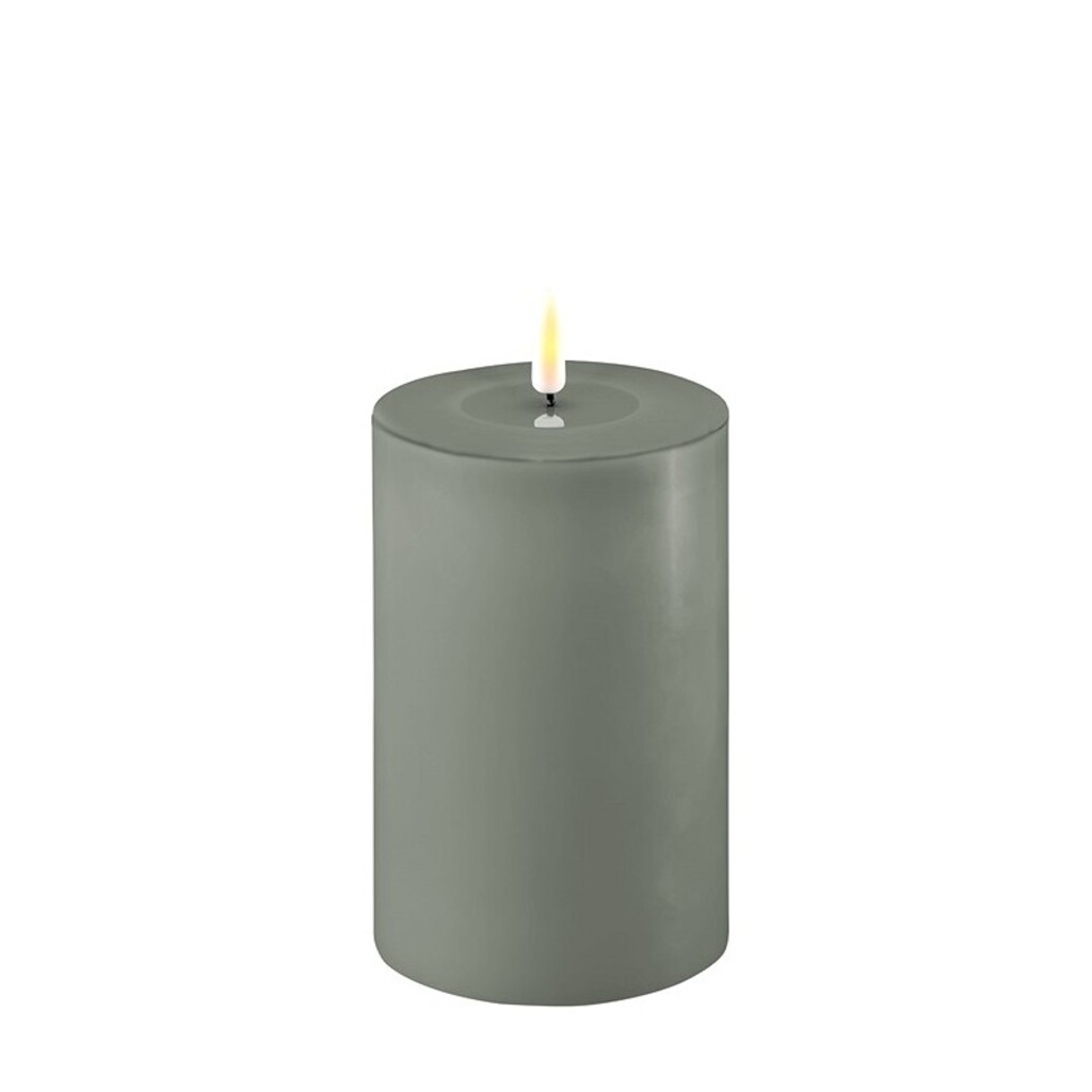 LED Stumpenkerze Real Flame salbei green