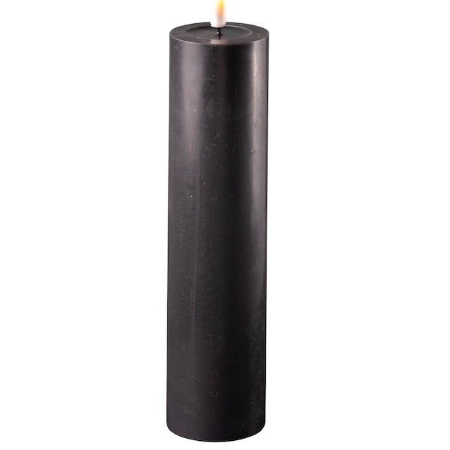 LED Stumpenkerze Real Flame schwarz