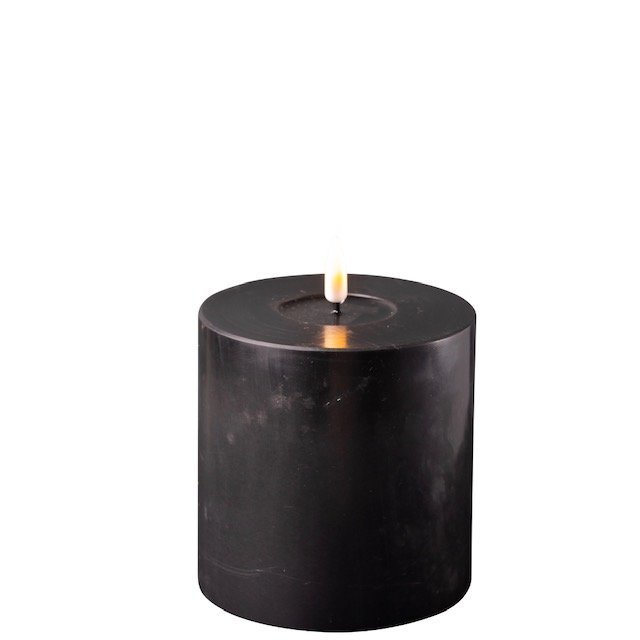 LED Stumpenkerze Real Flame schwarz