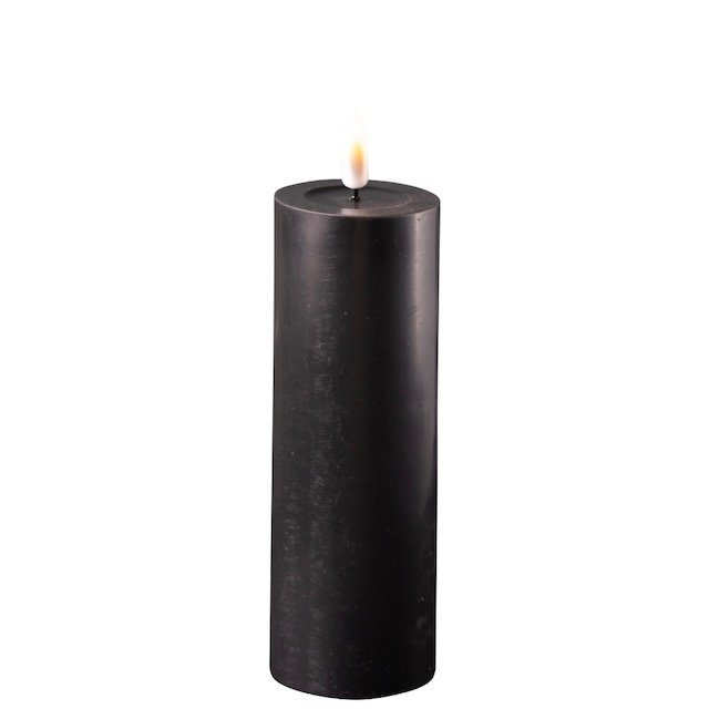 LED Stumpenkerze Real Flame schwarz