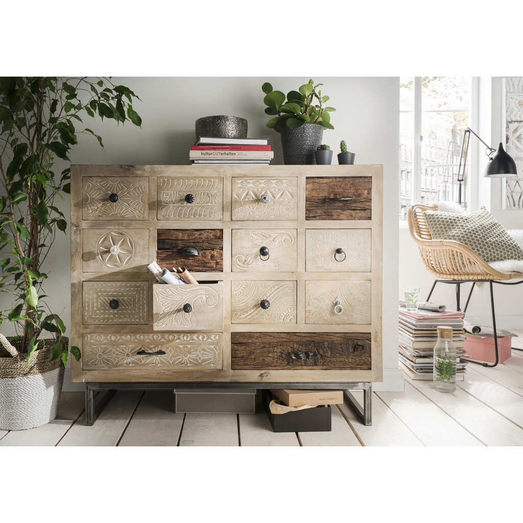 Faktorei Unikat-Sideboard Ethno 3 Altholz recycelt online kaufen bei SKANDEKO