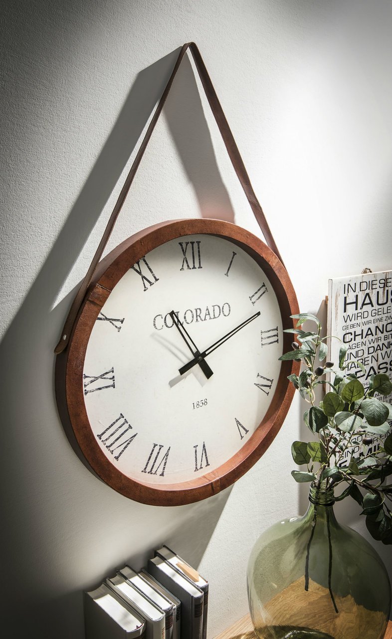 Faktorei Wanduhr Timeless mit Lederrahmen online kaufen bei SKANDEKO