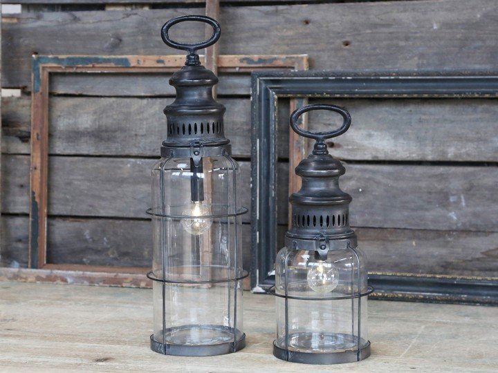Chic Antique Französische Stalllaterne mit Timer inklusive Glühbirne online kaufen bei SKANDEKO (Ansicht 2)
