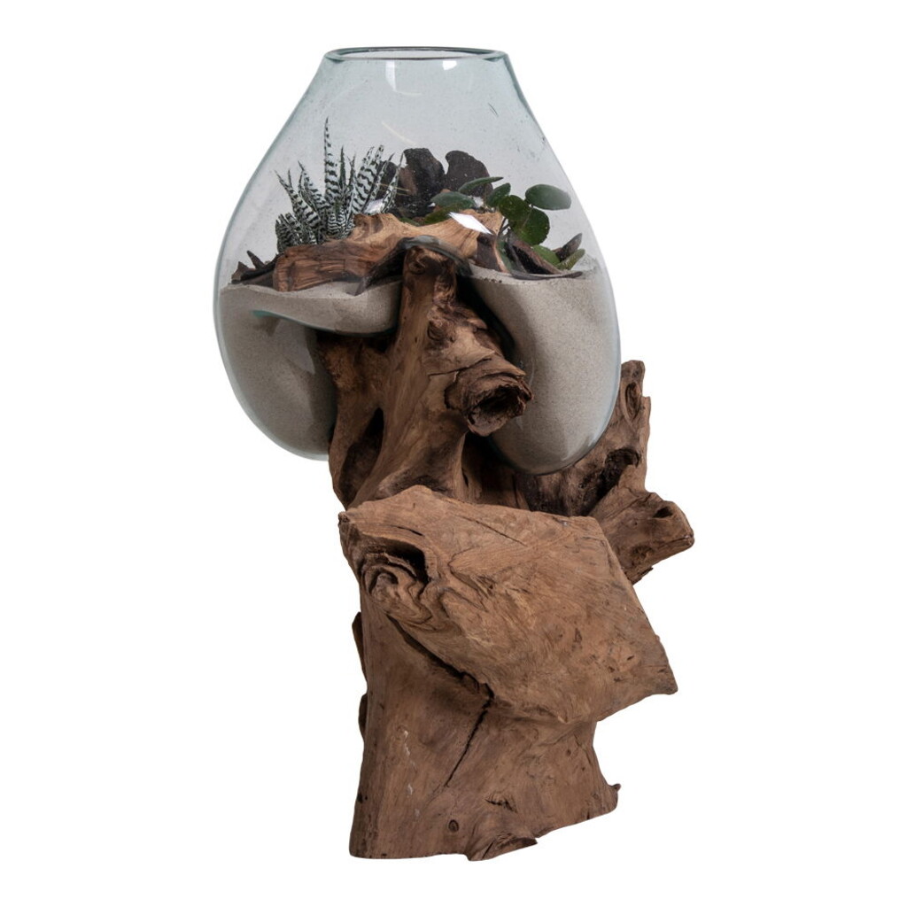 House Nordic San Marino Waterdrop Bodenvase mit Teakholz-Wurzel online kaufen bei SKANDEKO