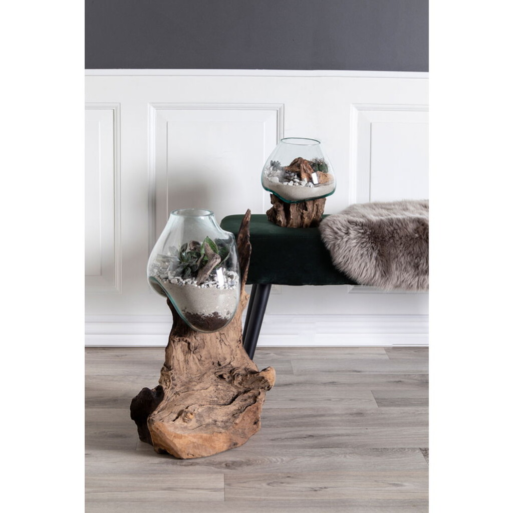House Nordic San Marino Waterdrop Bodenvase mit Teakholz-Wurzel online kaufen bei SKANDEKO (Ansicht 2)