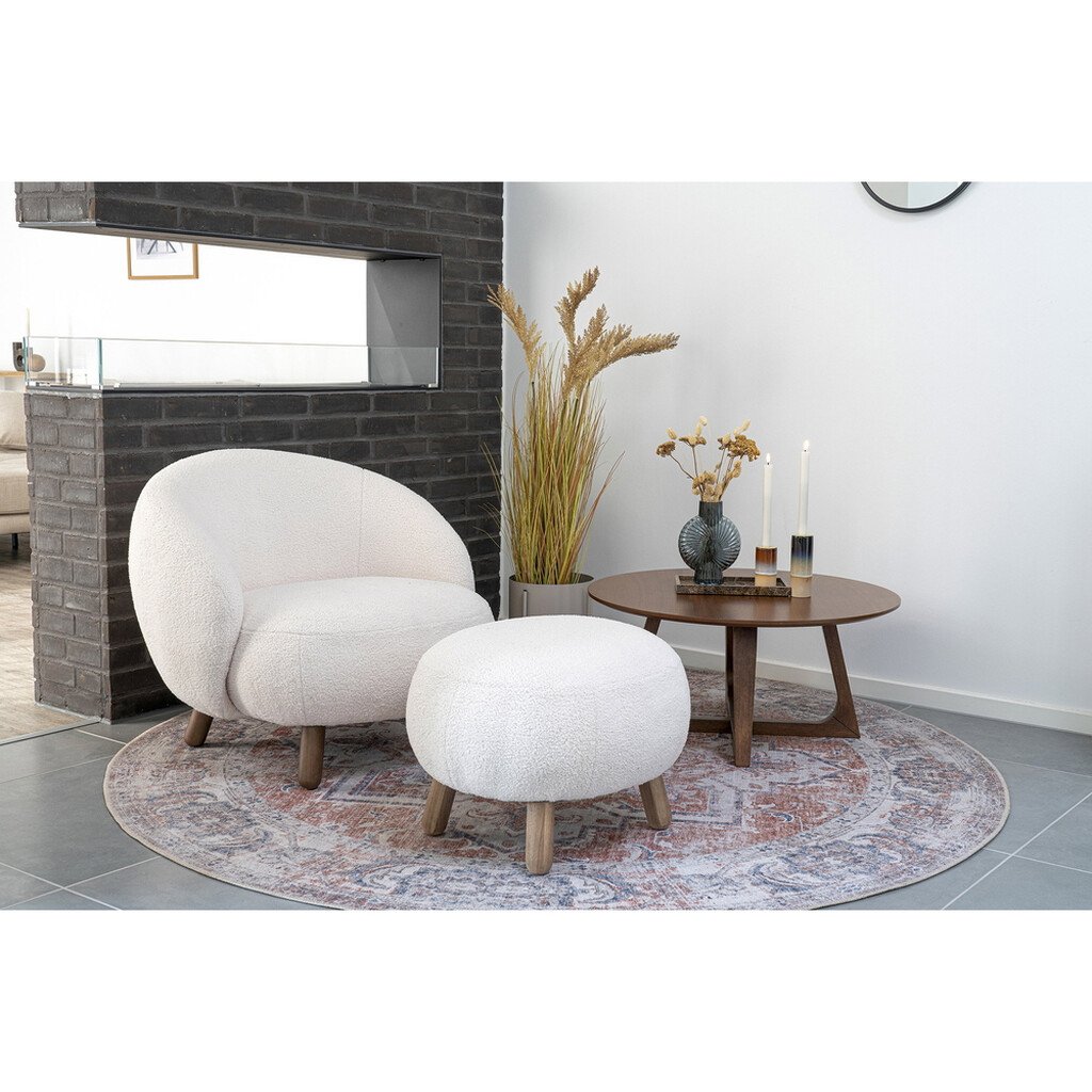 Savona Loungesessel Set mit Pouf Weiß