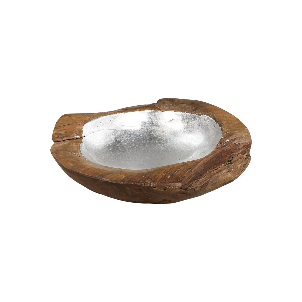 HSM Collection Obstschale Teakholz mit Aluminiumschale silber online kaufen bei SKANDEKO