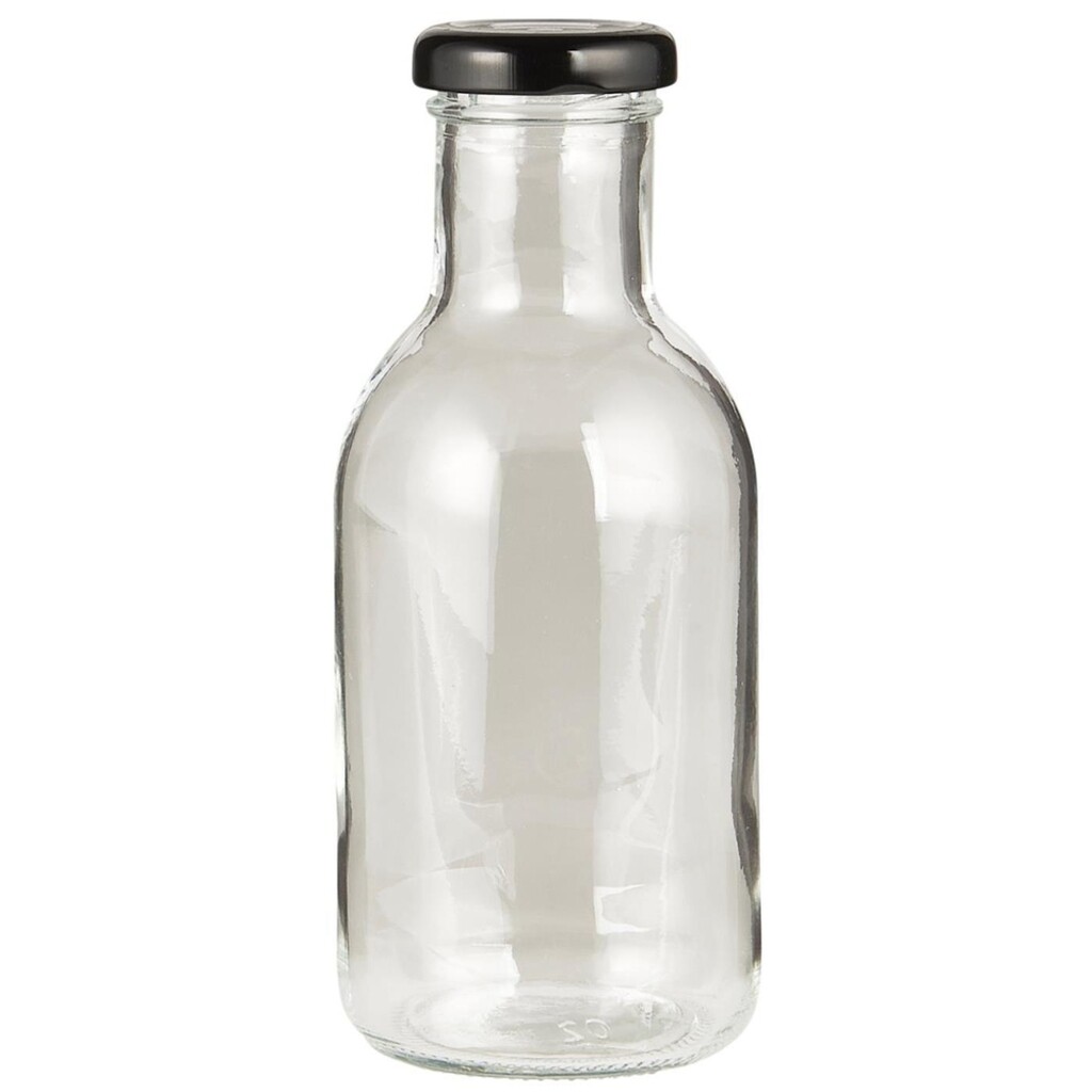 Glas-Flasche mit schwarzem Schraubdeckel