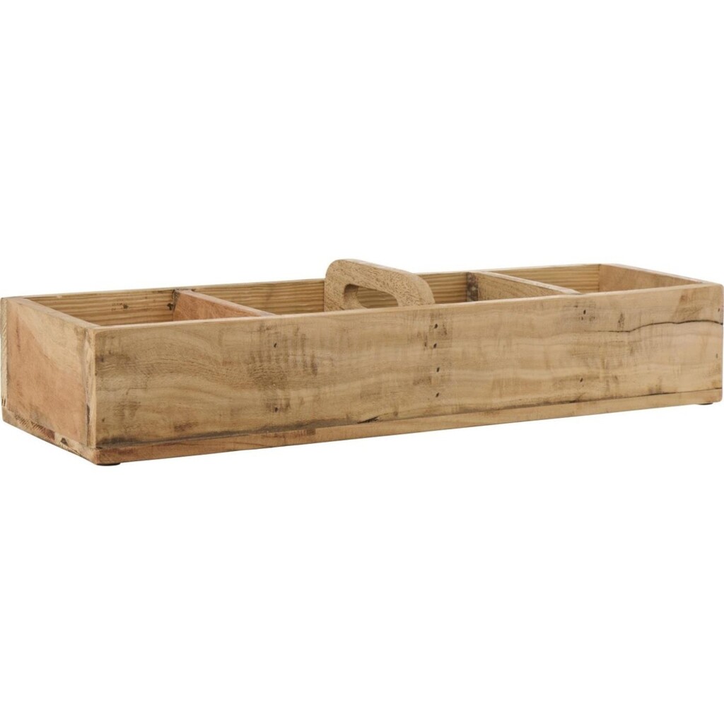 Holz-Kiste mit Fächern und Quergriff Unika