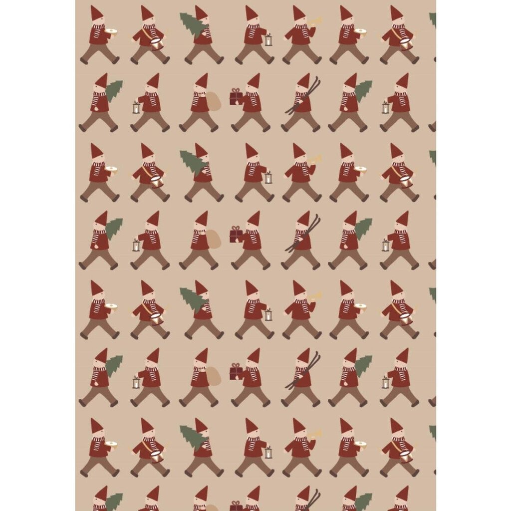 IB Laursen Geschenkpapier-Rolle Wichtelmarsch Stillenat Beige-Rot 5 m online kaufen bei SKANDEKO