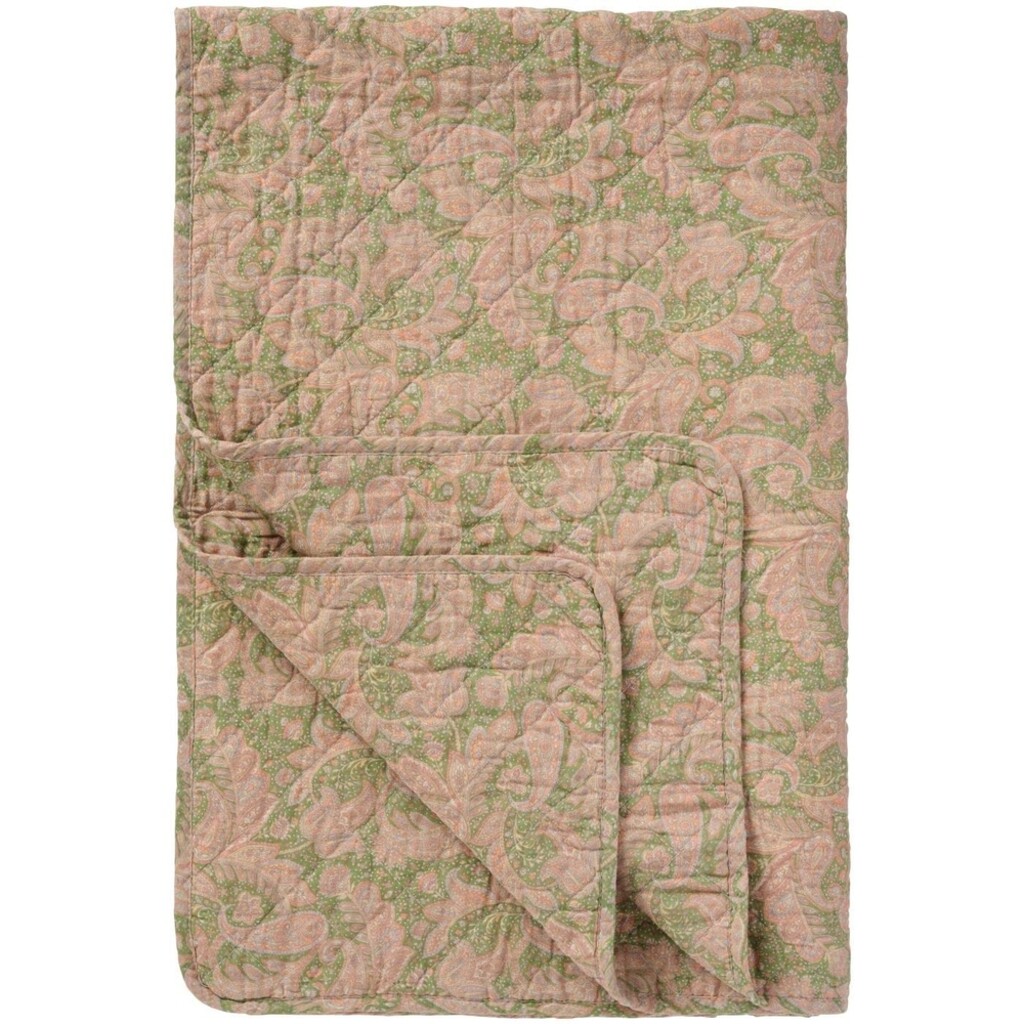 IB Laursen Quilt mit grünem & rosa Paisleymuster | Skandinavischer Baumwoll-Traum online kaufen bei SKANDEKO