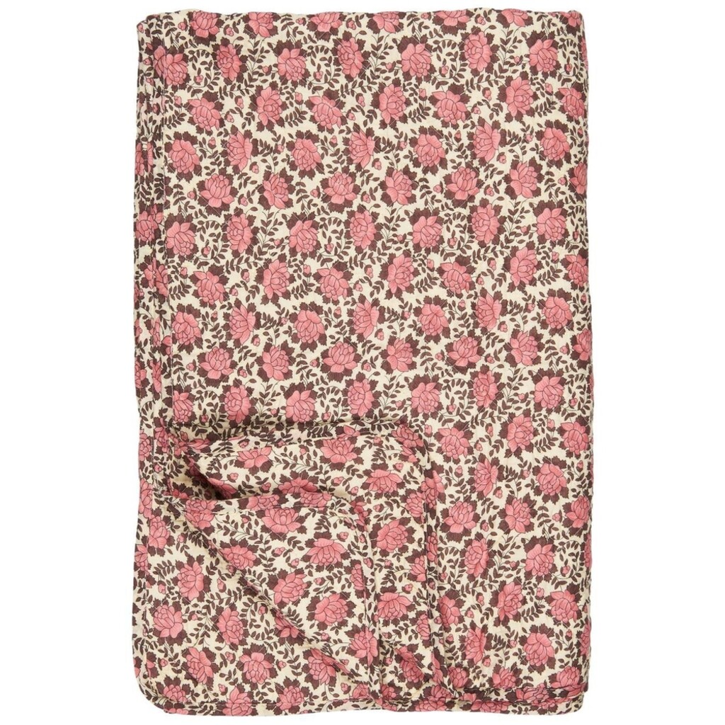 IB Laursen Quilt mit rosa und braunem Blumenmuster online kaufen bei SKANDEKO