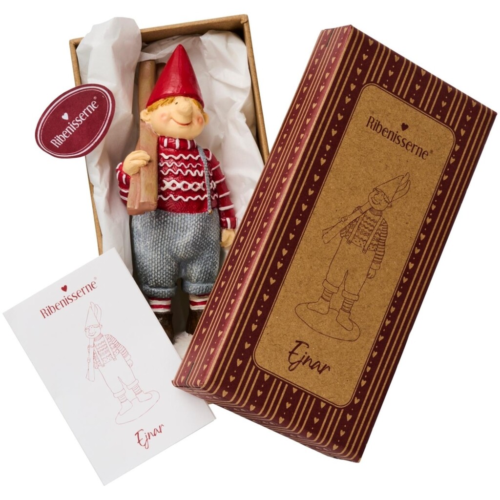 Ribenisserne Wichtel-Figur Ejnar mit Skiern