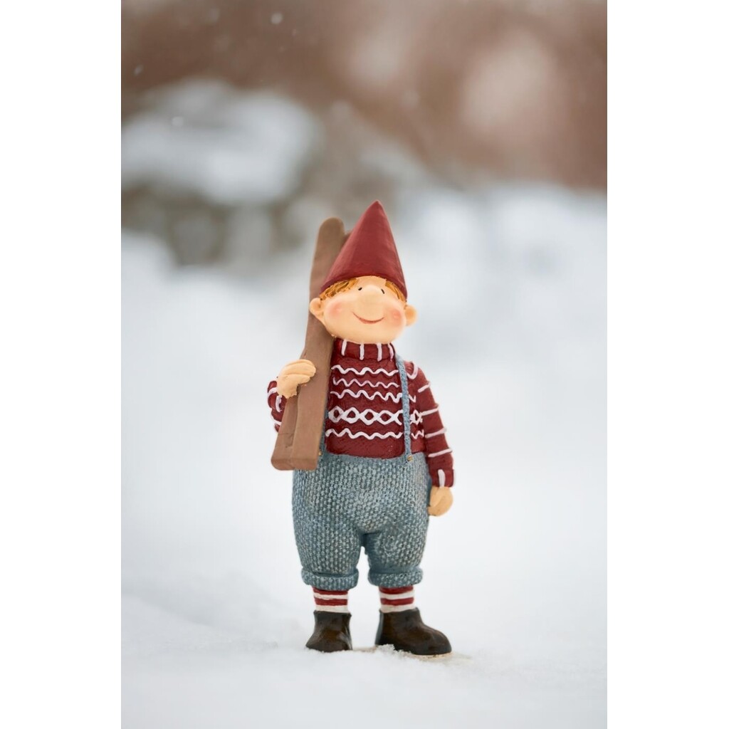 Ribenisserne Wichtel-Figur Ejnar mit Skiern