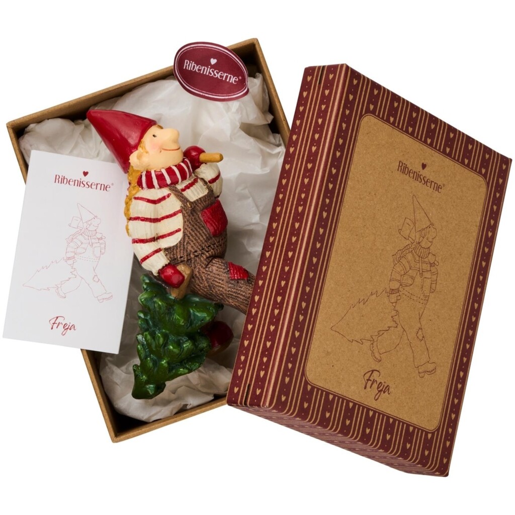 Ribenisserne Wichtel-Figur Freja mit Weihnachtsbaum