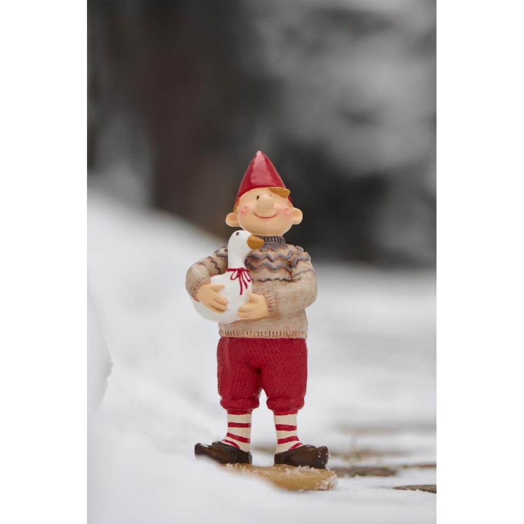 Ribenisserne Wichtel-Figur Sigurd mit Gans Gertrud