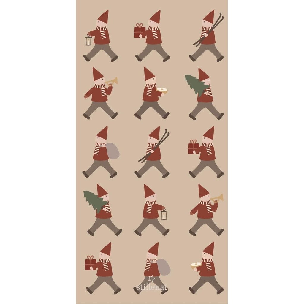 IB Laursen Papierservietten Wichtelmarsch Stillenat Beige-Rot 16er Pack online kaufen bei SKANDEKO