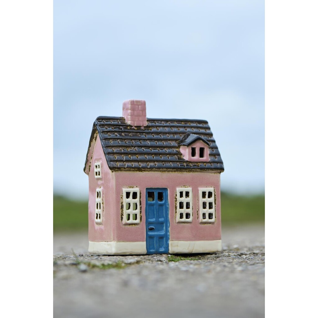 Teelicht Haus aus Keramik  My Home Town rosa