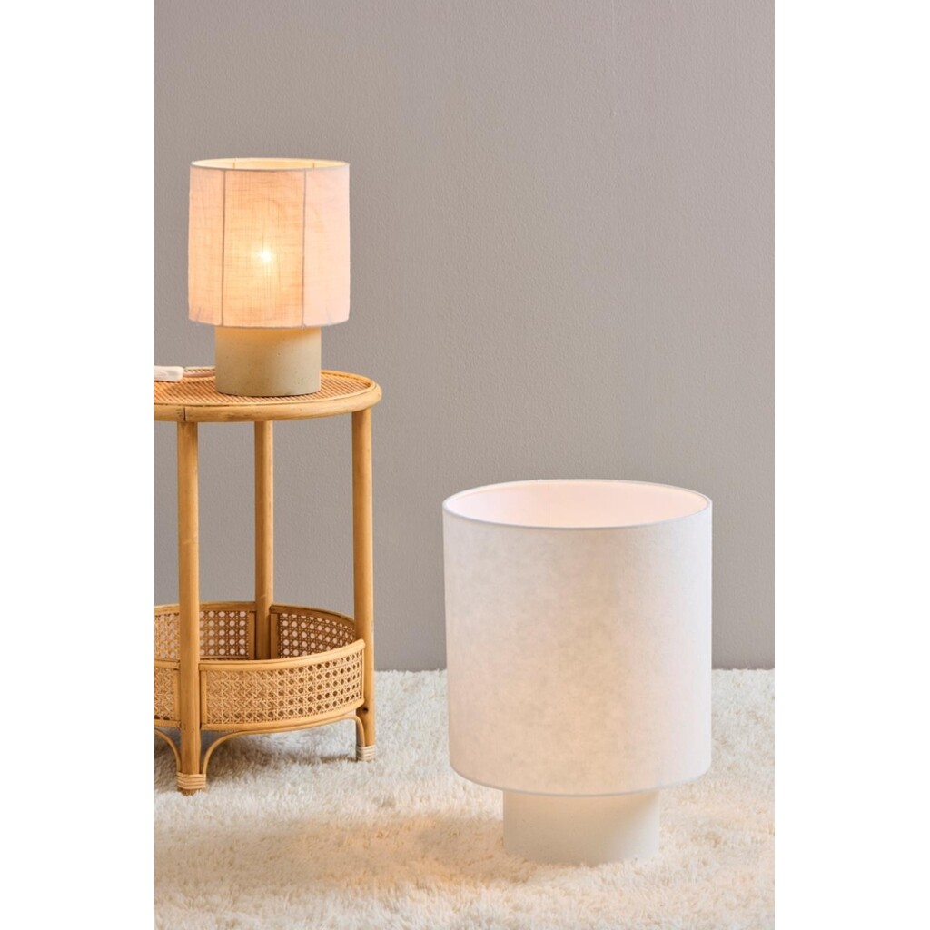 Große Tischlampe mit weißem Zementfuß & Papierschirm