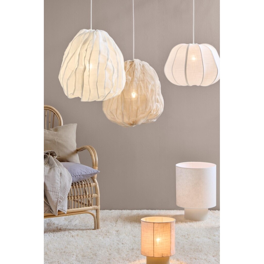 Große Tischlampe mit weißem Zementfuß & Papierschirm
