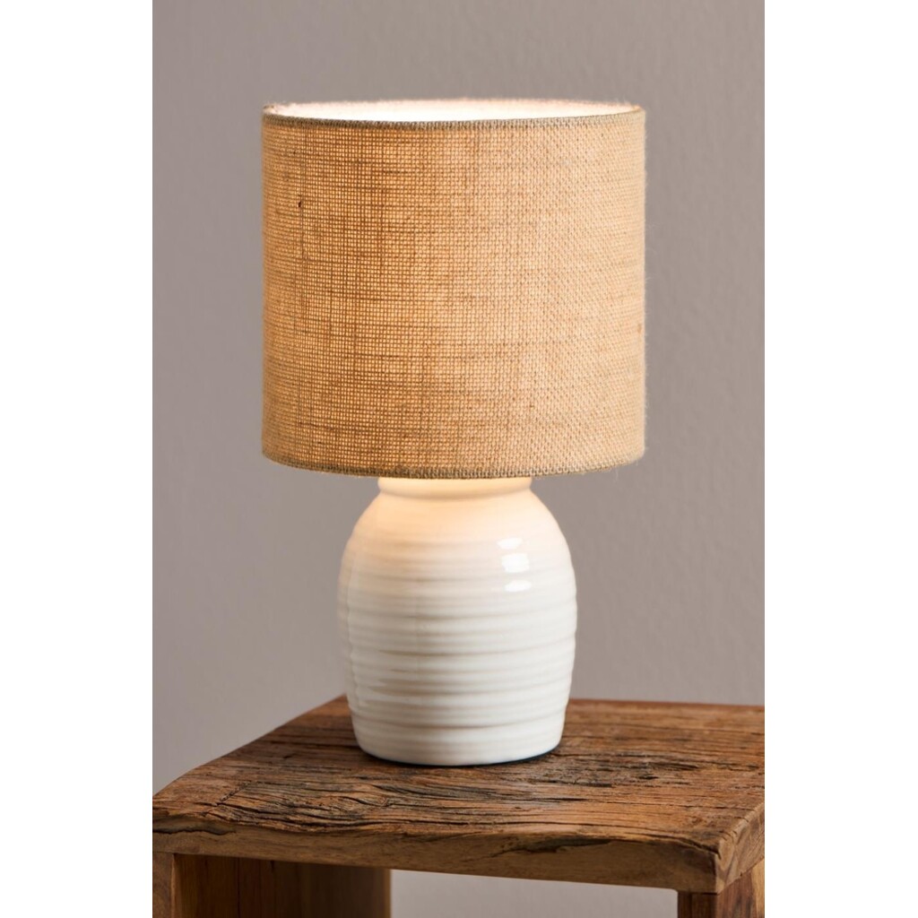 Tischlampe Aura 2 Keramik mit Juteschirm