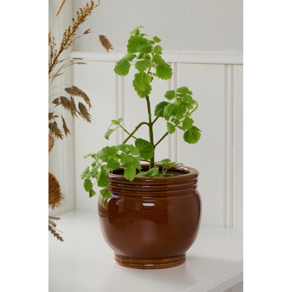 IB Laursen Keramik-Blumentopf mit Rillen Braun Ø 12,5 cm