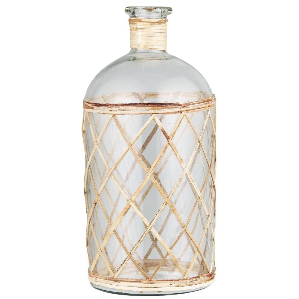 IB Laursen Vase, Flasche Glas mit Rattangeflecht online kaufen bei SKANDEKO