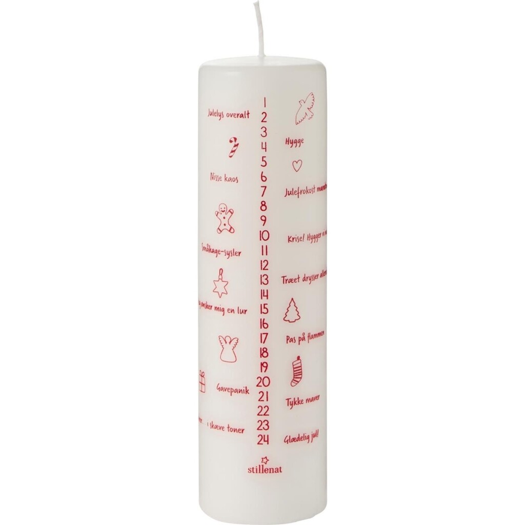 IB Laursen Weihnachtskerze 1-24 weiß mit Zahlen und dänischem Text online kaufen bei SKANDEKO